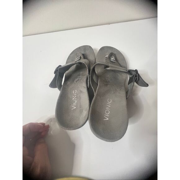 Vionic Ginger Silver Wedge Sandal Sz 9 - Picture 4 of 8